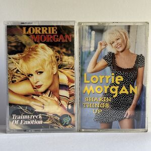 Set of 2 Lorrie Morgan Trainwreck of Emotion Shakin Things Up Cassette Tape